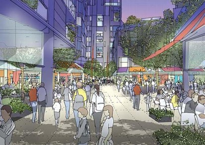 Artists impression of vibrant street