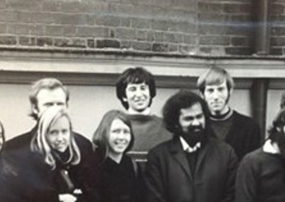 An older photograph of staff volunteers