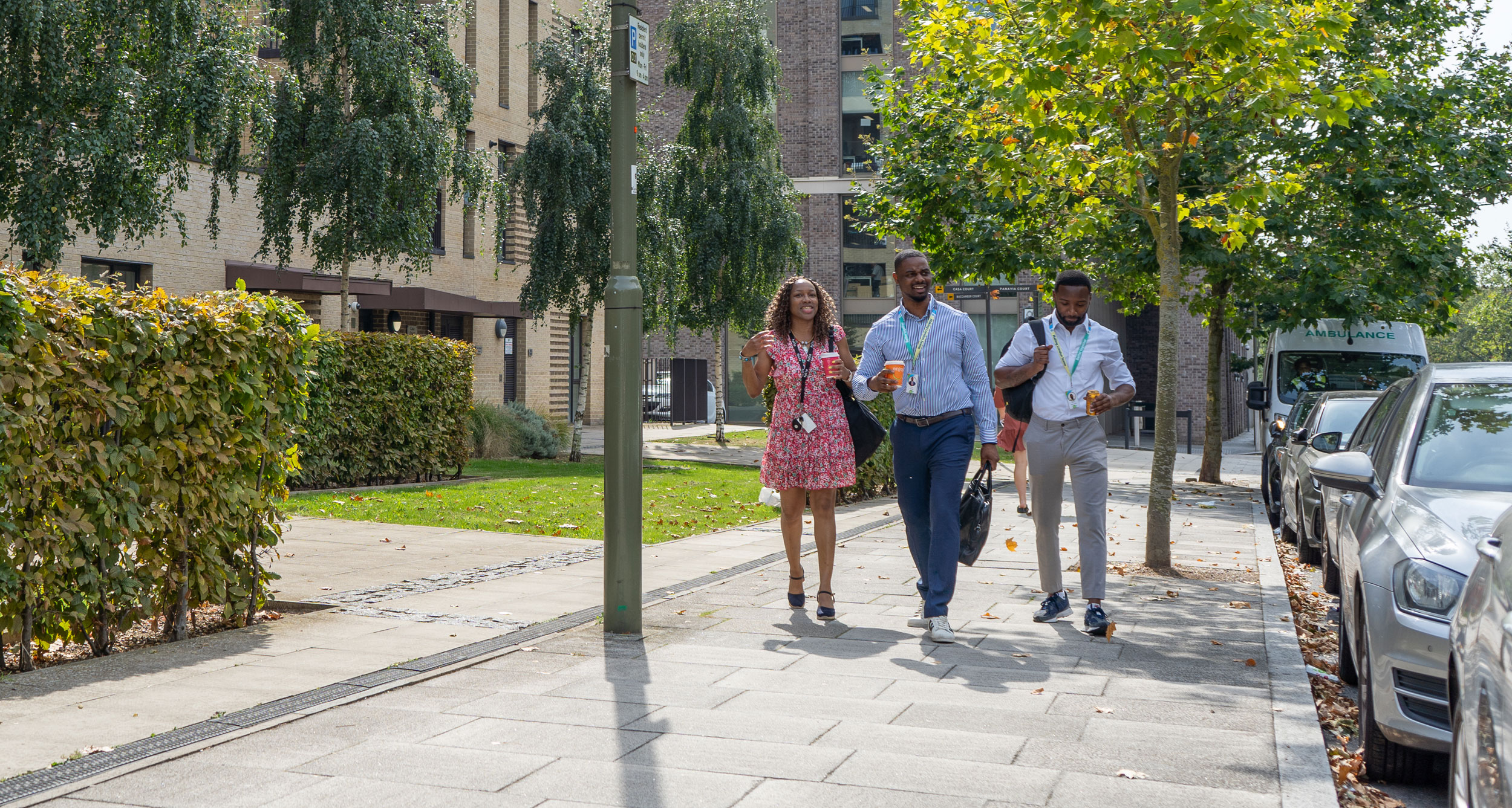 Staff walking on an estate