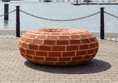 Outdoor bench in communal area