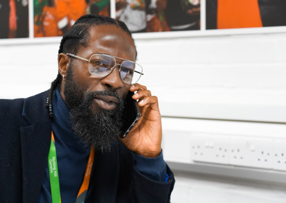 One of our housing colleagues on a phone call. 