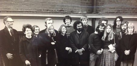 A group of helpers in a photo from the 1970s.