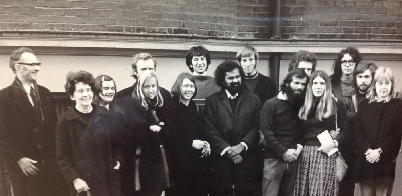A group of helpers in a photo from the 1970s.